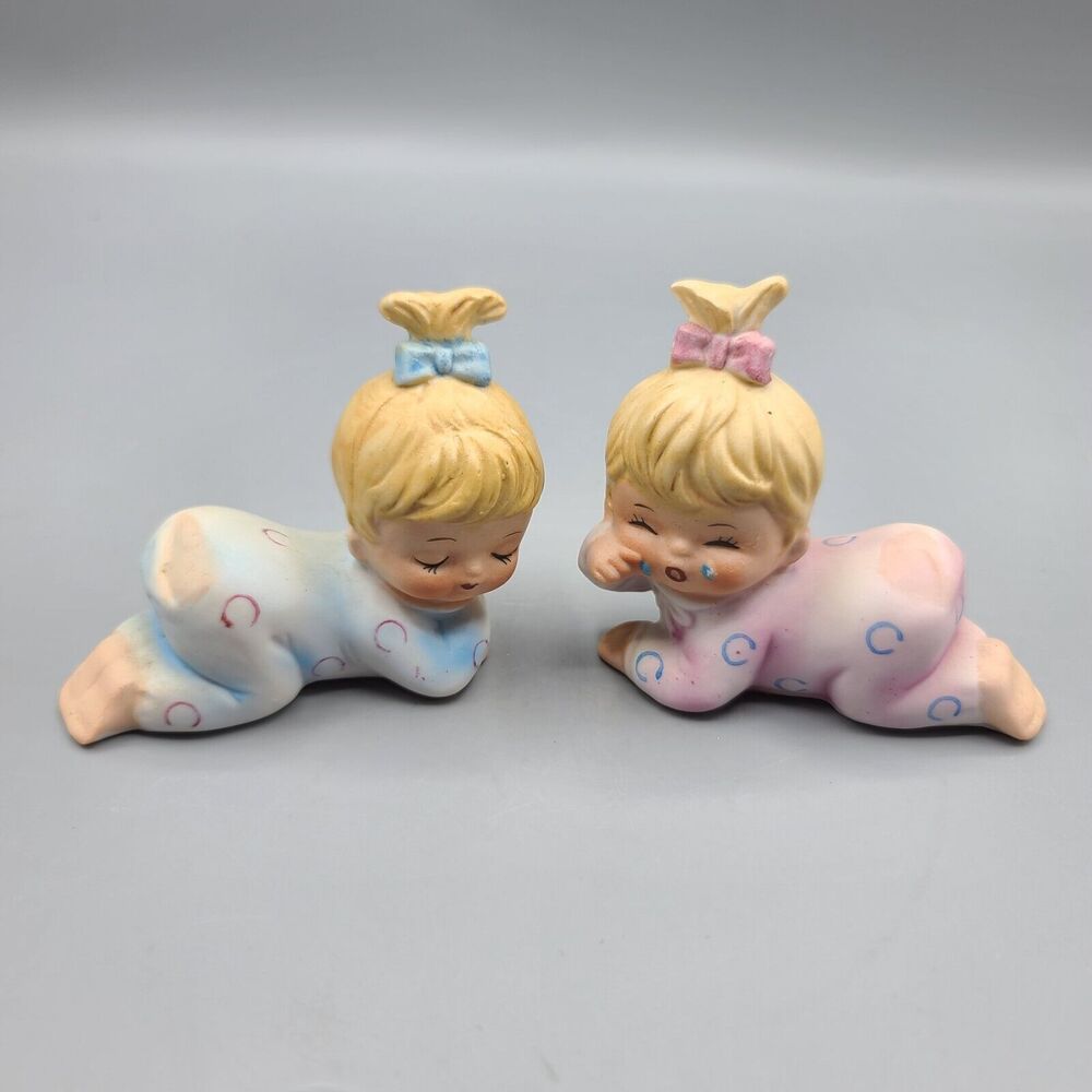 Decorama Ceramic Pajamas Babies Baby Lot Of 2 Figurine